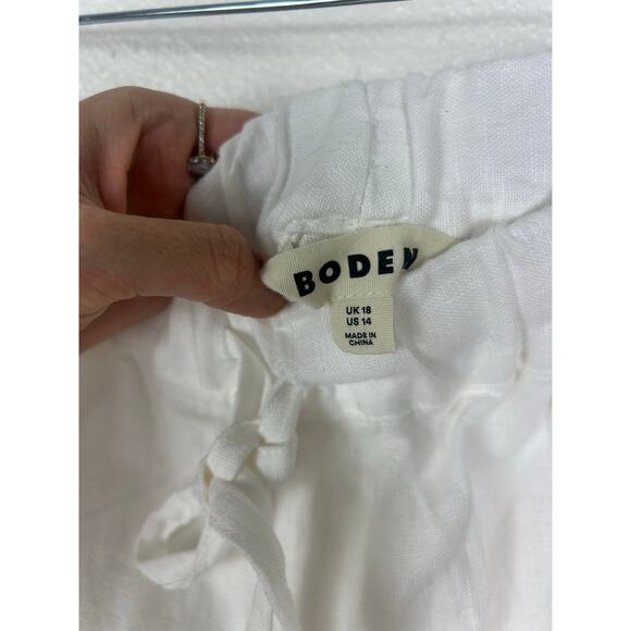 Boden Relaxed Pull On Linen Wide Leg Trousers White Sz 14 - Picture 5 of 7